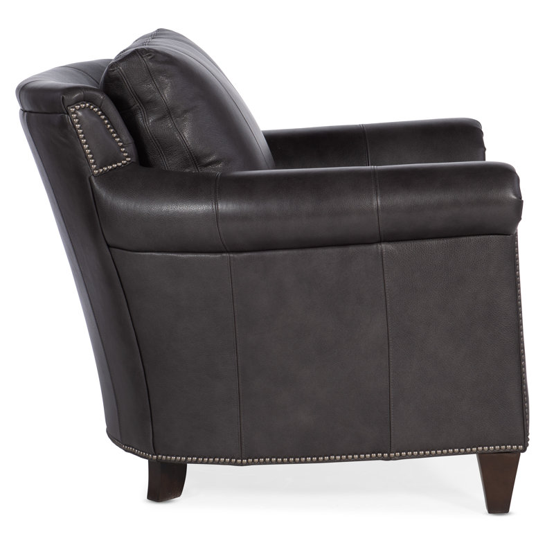 Richardson Armchair Chair with Ottoman, Gunmetal with Tapered Leg