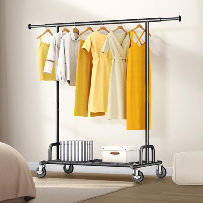  550 lbs Heavy Duty Commercial Grade Garment Rack Portable Freestanding Modern Clothes Rack, Black