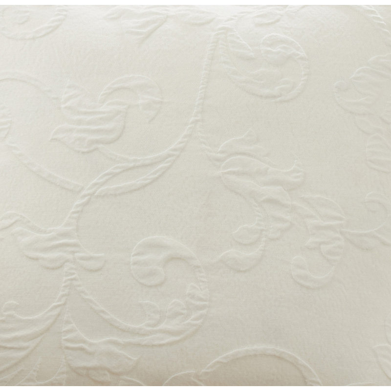 White Floral Design Square Throw Pillow with Poly Filling