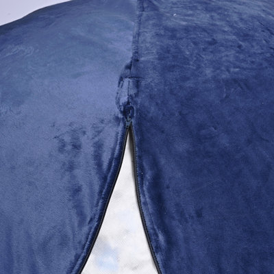 Fauteuil à billes en velours, fauteuil de plancher en peluche bleu marine pour enfants et adultes avec housse lavable, fauteuil de détente avec tissu extensible, fauteuil de chambre confortable, rembourré de mousse à mémoire de forme.