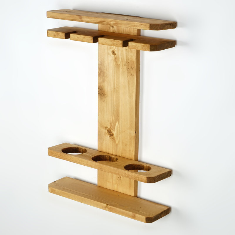 Wall Mounted Wood Wine Rack, Light Oak