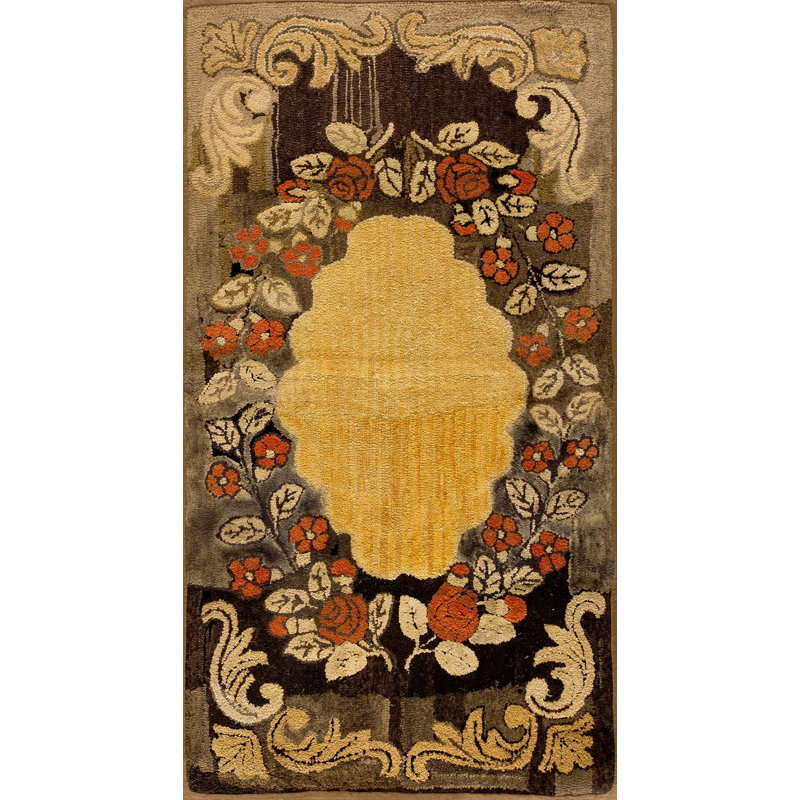 Tapis crocheté antique de couleur jaune or antique
