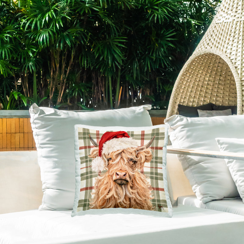 Coussin décoratif Holiday Holiday Wavy, Animaux brun clair 59, Carré 18 po