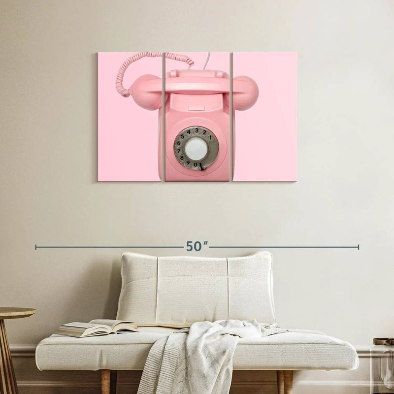 Téléphone rotatif rose Kerner, H 24 po x l 38 po