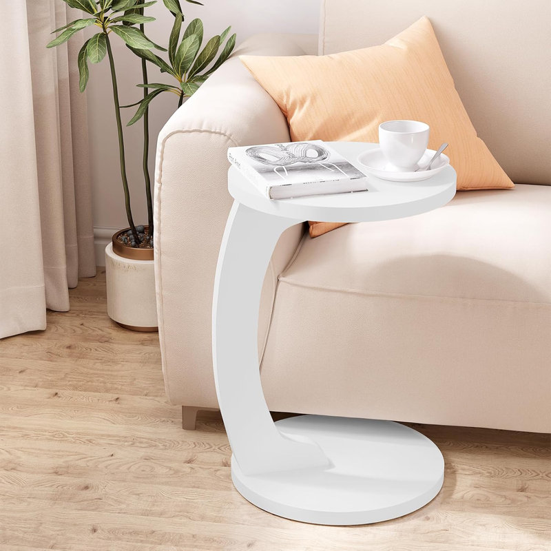 Abstract End Table, White