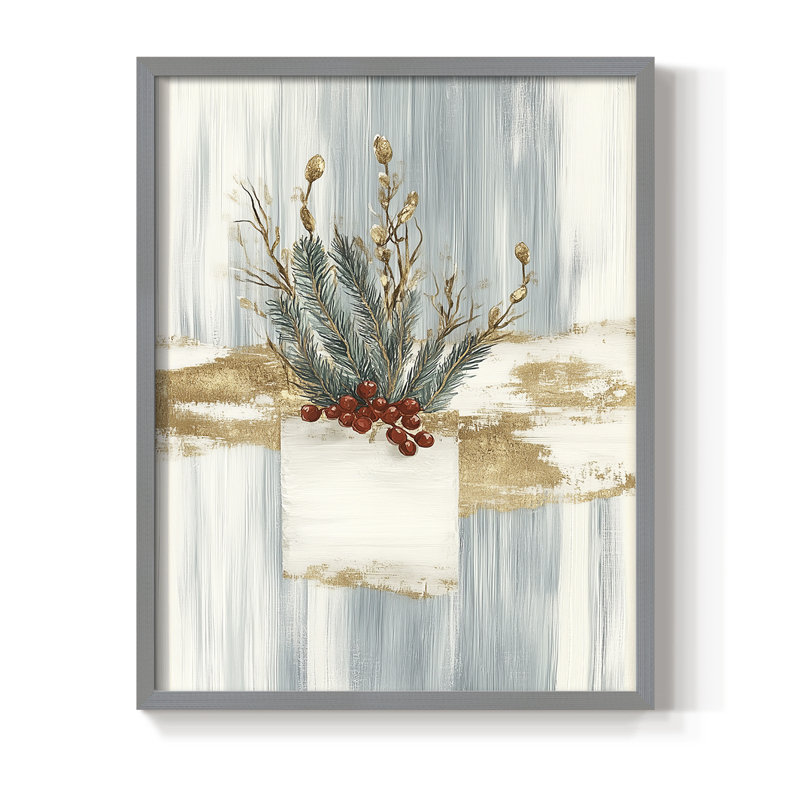 «Christmas Holiday Art» CCXCIX, reproduction encadrée - bois massif, H 15 po x l 12 po, Gris