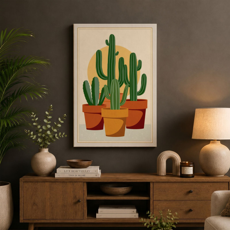 Desert Trio Botanical - Wrapped Canvas, 36x24 - 91.4 x 61.0 cm, White Border