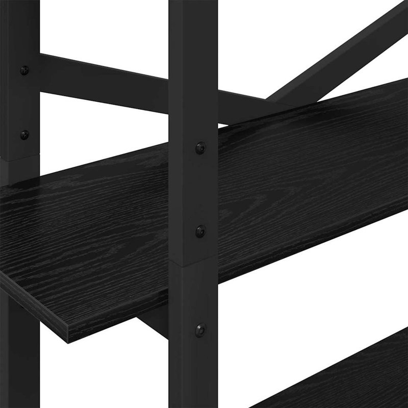 100cm W Steel Etagere Bookcase, (5 Shelves) 178cm. H x 100cm. W x 33.5cm. D, Black Oak