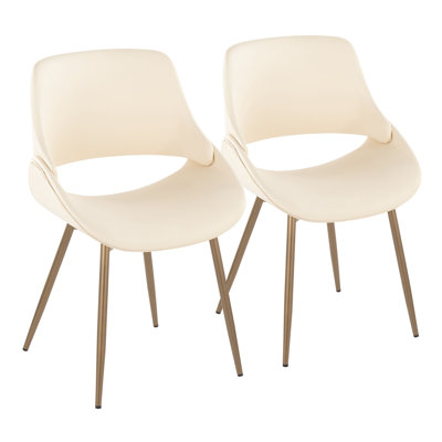 Chaises d'appoint rembourrées en similicuir Najrin avec pieds en cuivre antique
