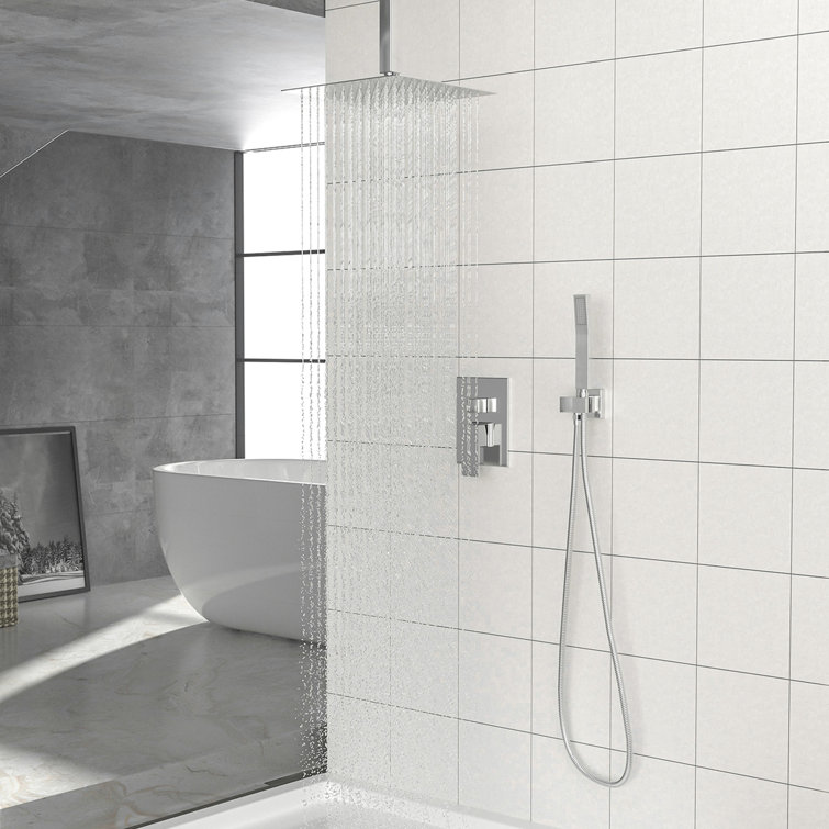 Ceiling Mounted Complete Shower System with Rough-in Valve with 12 Inches Rain Shower Head