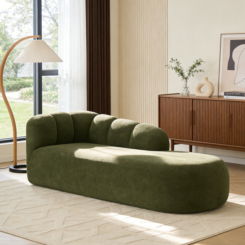Méridienne à compression moderne avec dossier rembourré, Vert olive