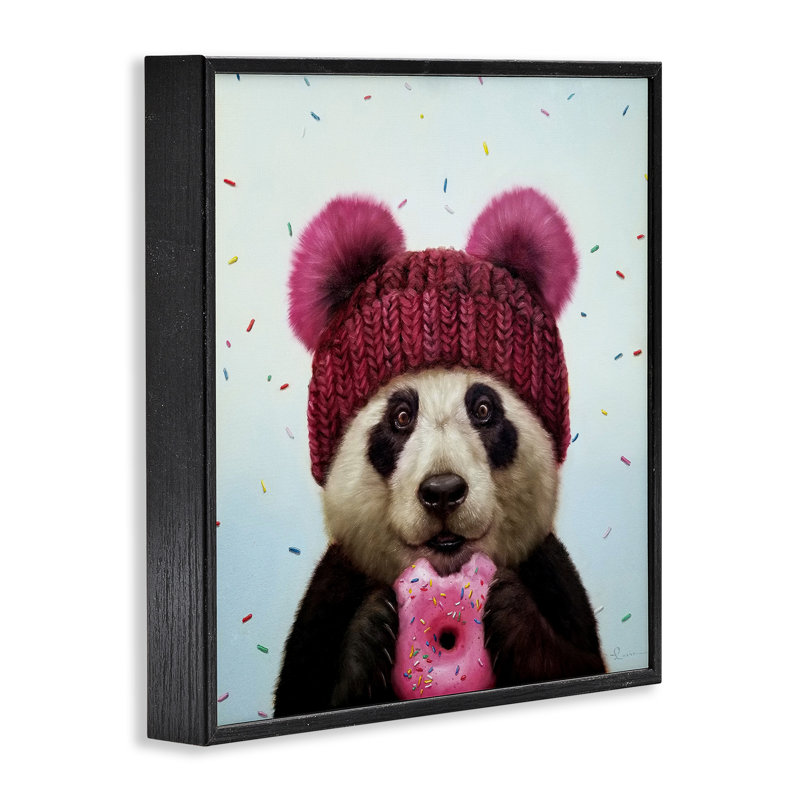 «Happy Panda Bear» par Lucia Heffernan - impression, Giclée encadrée noir minuit, H 24 po x l 24 po