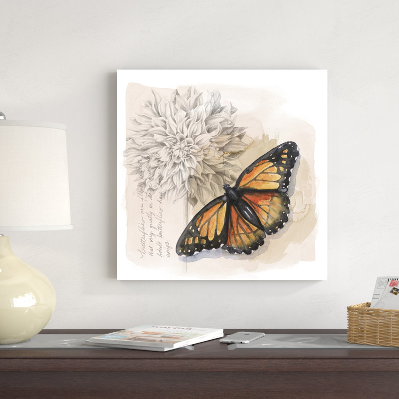 «Shadow Box Butterfly I», peinture sur toile, H 20 po x l 20 po