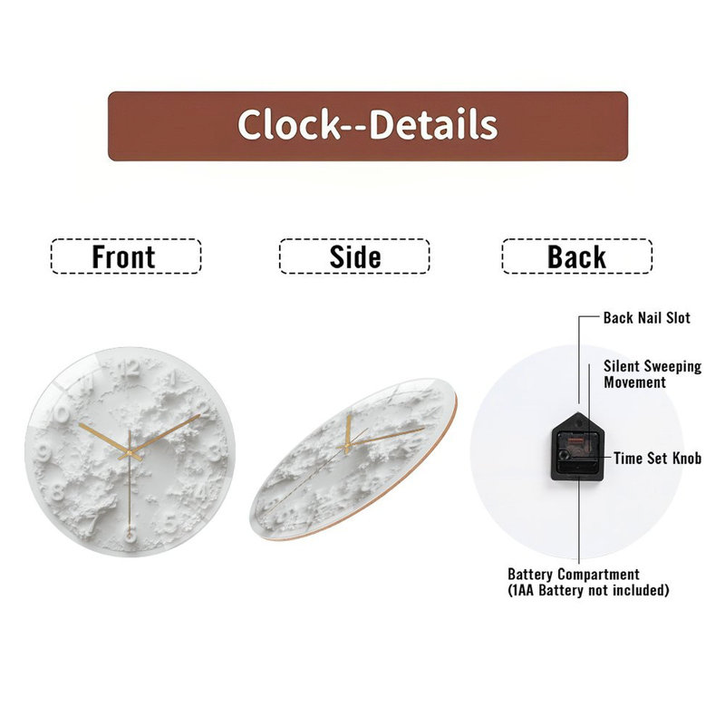 Horloge murale blanche minimaliste avec design texturé - horloge murale 12 po