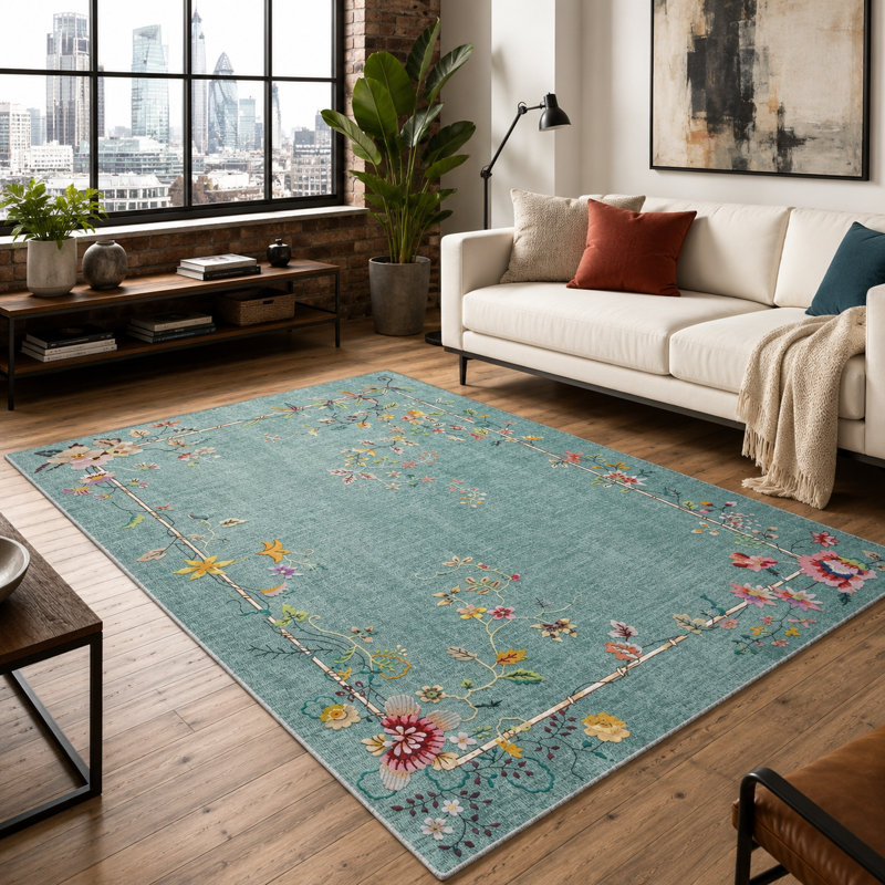 Oriental Cotton and Chenille Flatweave Area Rug, 80 x 150 cm