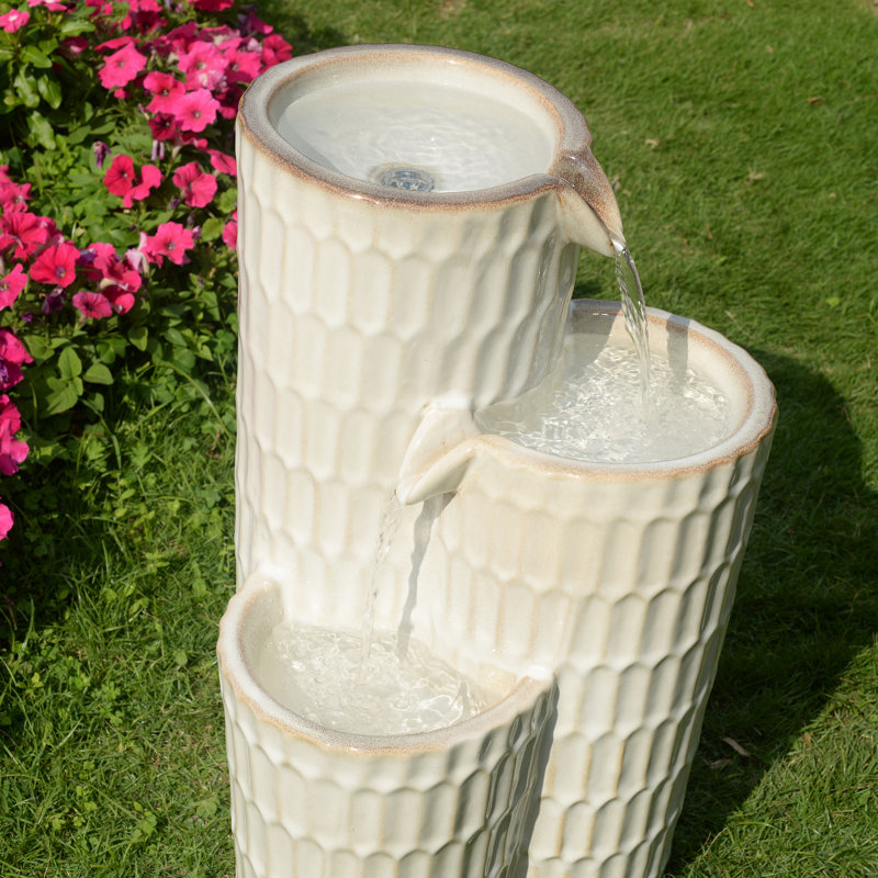 Ceramic Fountain - Elegance in Simplicity, No Lights, White