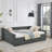 Upholstered Tufted Daybed With Drawers, Button On Back And Copper Nail On Waved Shape Arms-711006182-711006183