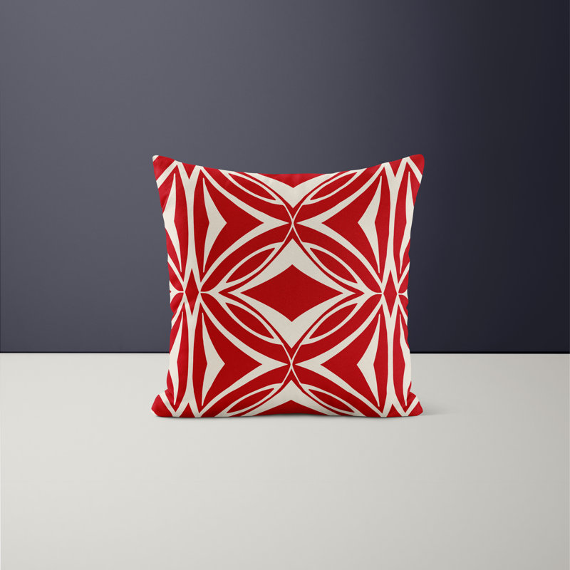 Jeté carré en polyester intérieur / extérieur, L 19 po x H 19 po, Rouge