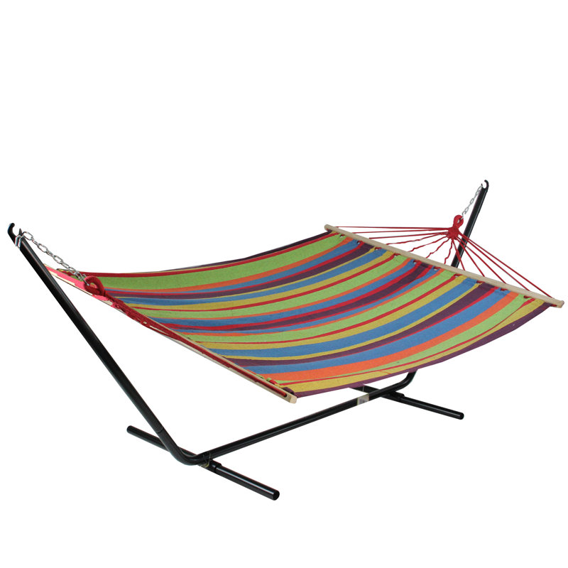 Hamac double rayé, H 1 po x l 58 po x P 76 po, Vert / jaune / mauve
