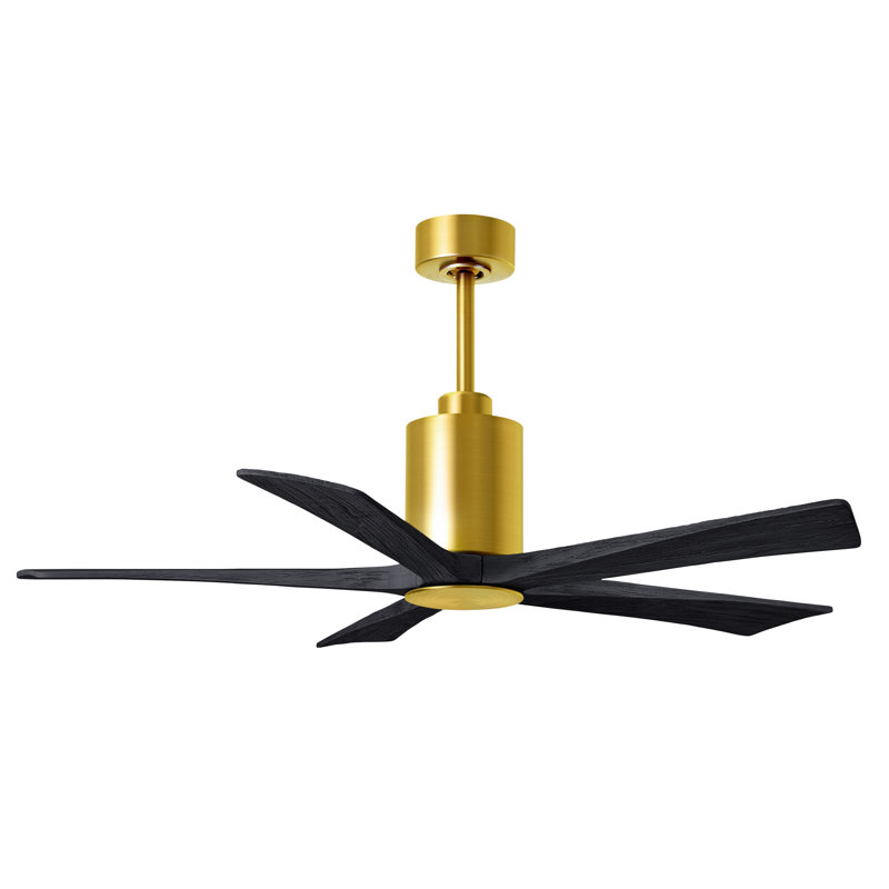 Patricia LED Downrod Ceiling Fan, Matte Black, Brushed Brass