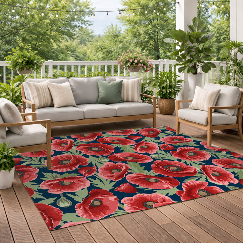 Poppie Soft Step Outdoor Area Rug, Navy, Rectangle 10' x 8'