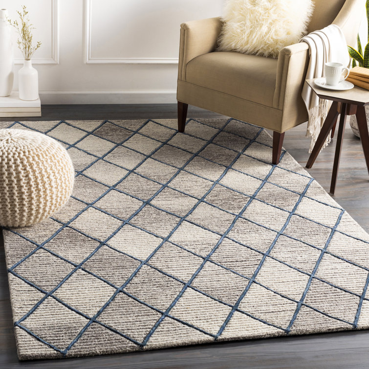 Lynden Geometric Handmade Tufted Beige/Gray Area Rug