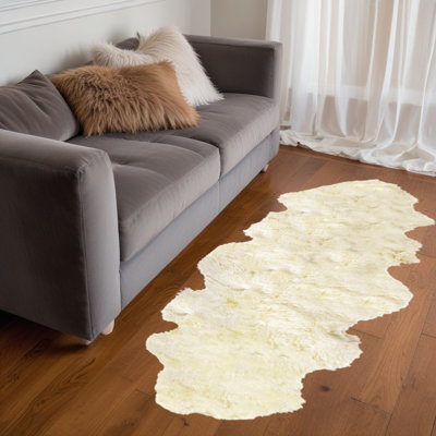 Tapis en peau de mouton naturel 2 pi x 6 pi fait à la main