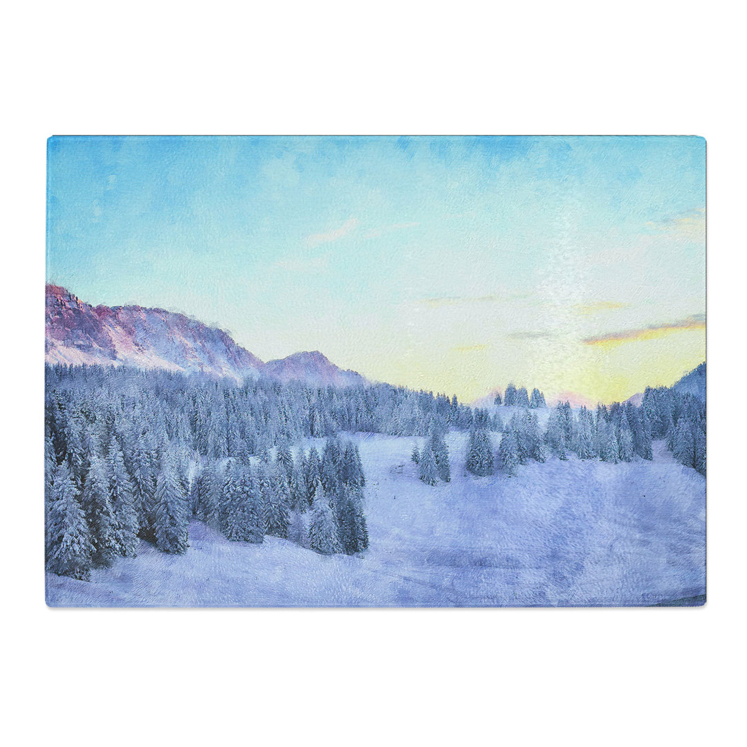 Tempered Glass Mountain & Forest at Winter Chopping Board