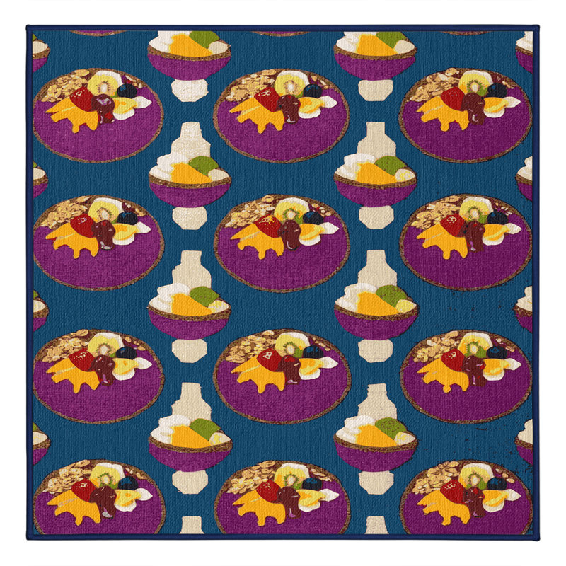  Tapis lavable lavable à bols d'açai, Carré 4 pi