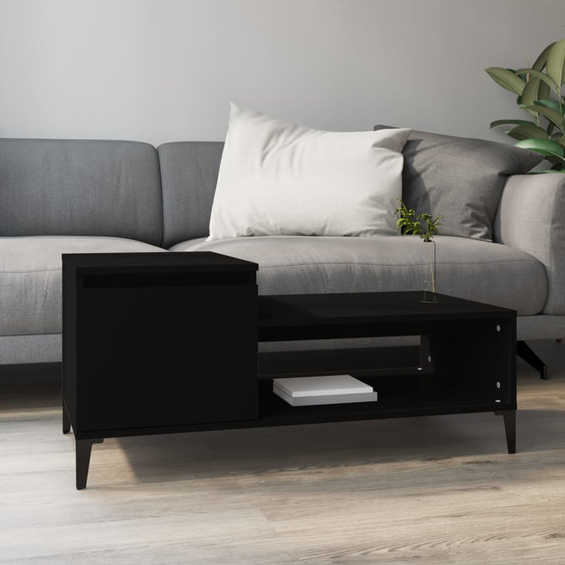 Four Leg Coffee Table with Storage, Black