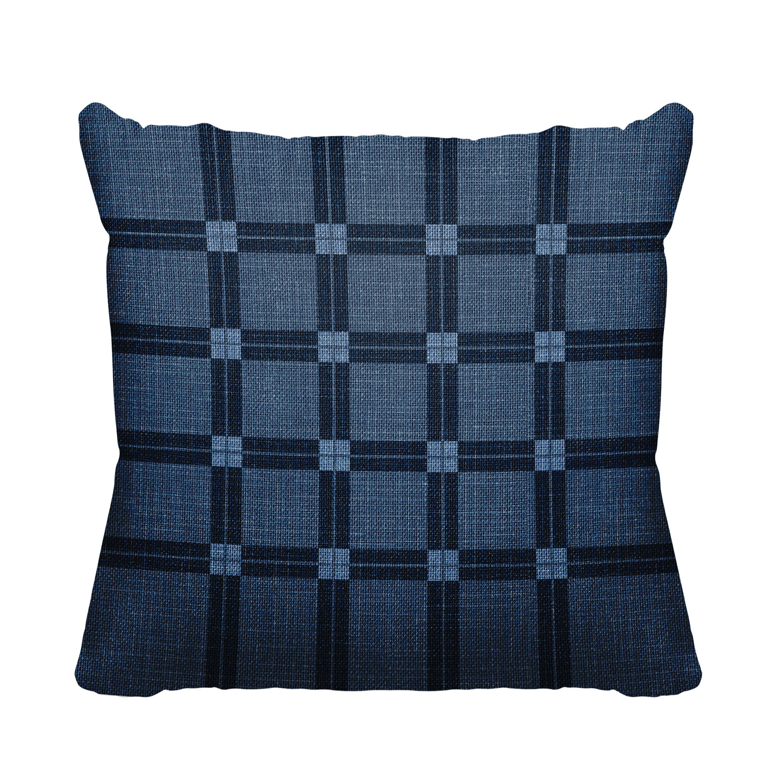 Plaid Indoor/Outdoor Throw Pillow, 15" W x 15" H, Blue