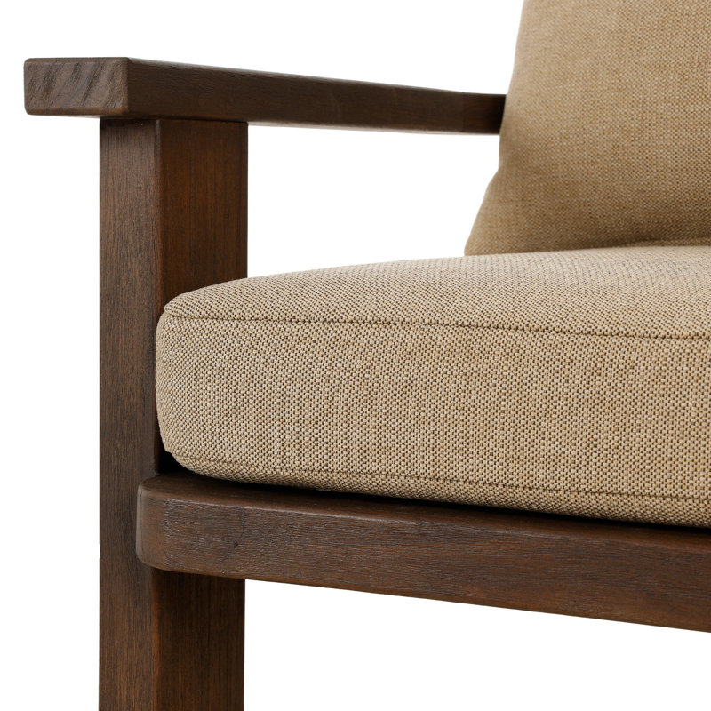 Tahana Outdoor Dining Armchair-Hayes Fog, Olympia Canvas, Stained Saddle Brown
