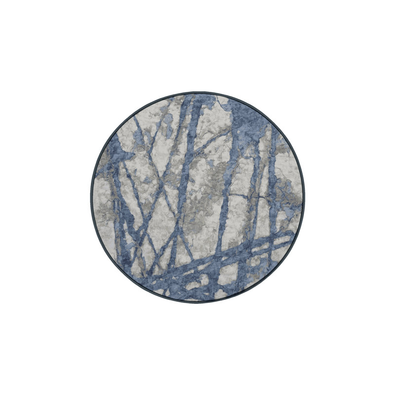 Machine Washable Gray Area Rug, Round 5'