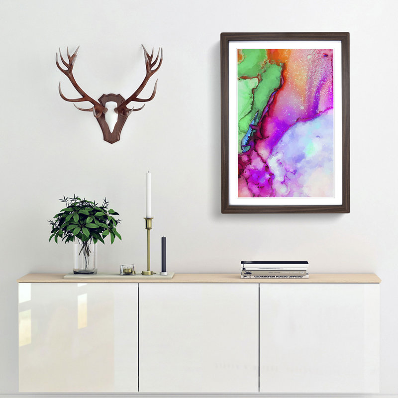 Ink Bliss in Abstract - Framed Print, 76cm H x 50cm W x 2cm D, Walnut