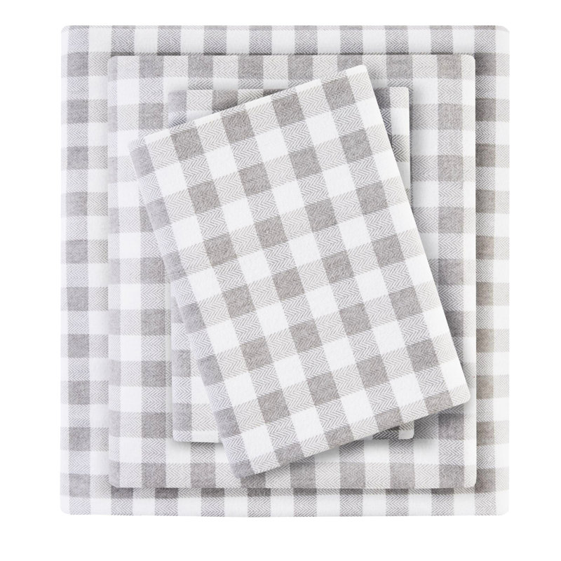 Ensemble de draps en flanelle 100% coton à motif de chevrons gris TG 3 pièces 3 pièces