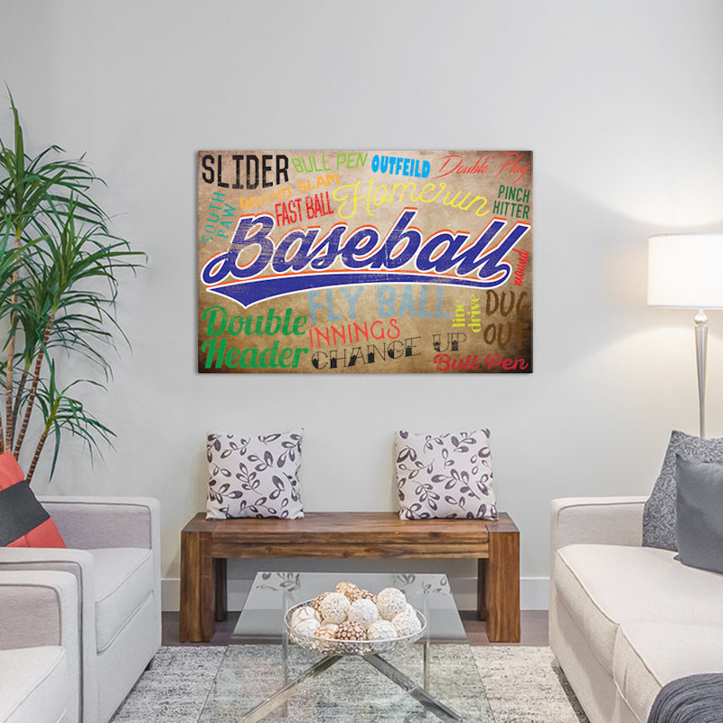 «Baseball Slang» par 5by5collectif, reproduction sur toile tendue, H 18 po x l 26 po x P 1,5 po, Toile tendue, Pas de tapis