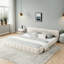 Très grand lit plateforme avec tissu épais, tête de lit moelleuse, aspect terre, pas de sommier tapissier, structure rembourrée en chenille, style, assemblage rapide-1356350650