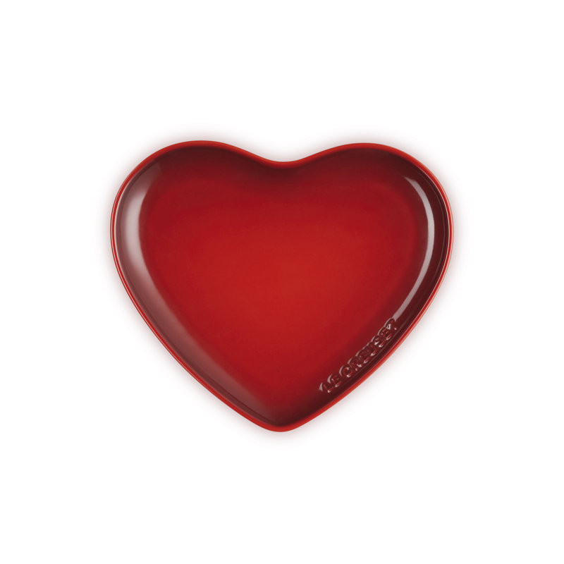 Le Creuset Stoneware Heart Plate, Cerise