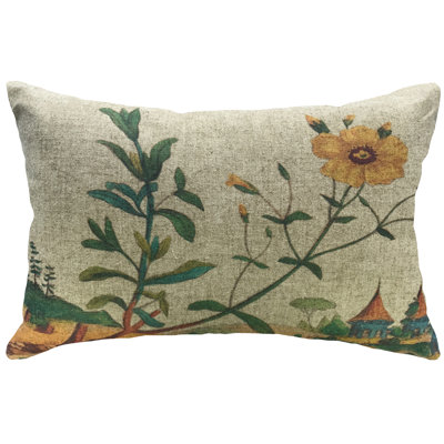  Floral Linen Lumbar Pillow