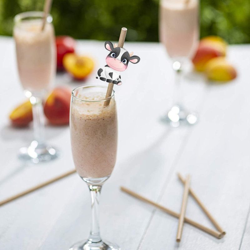 10 PCS Cow Paper Straws