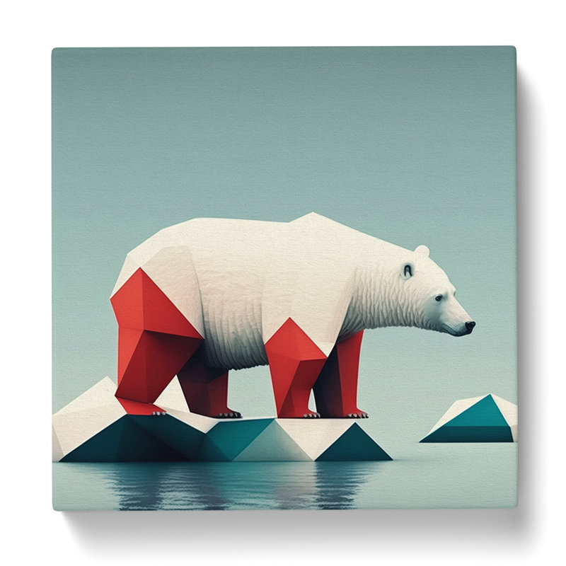 Polar Bear Suprematism - Wrapped Canvas, 35cm H x 35cm W x 3cm D
