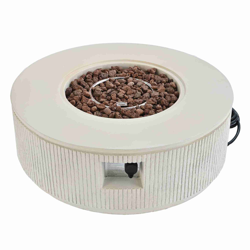 MGO Propane Outdoor Fire Pit with Vertical Stripe Design, Beige