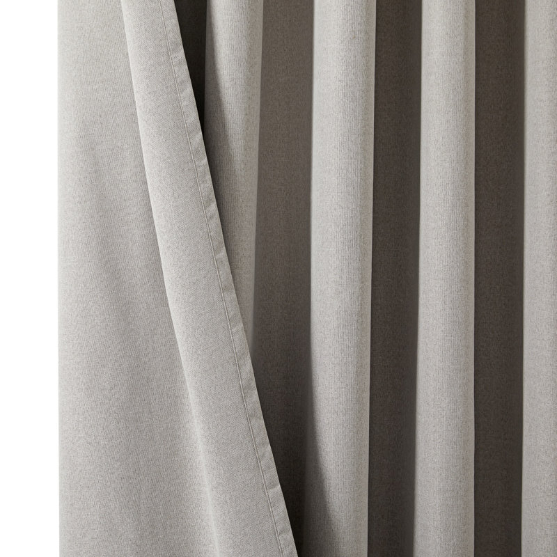 Linen Blend Blackout Curtain Panel Pair, 168cm Width x 183cm Drop, Beige