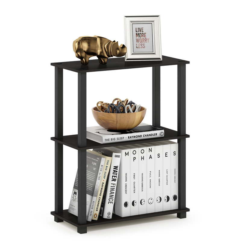 Decorius Etagere Bookcase, Espresso/Black Square Tube, (4 Shelves) 43.25" H x 23.6" W x 11.6" D