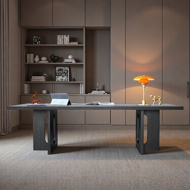 Bureau rectangulaire simple pour le bureau à domicile, Noir, H 29,53 po x l 94,49 po x P 39,37 po