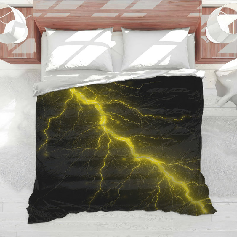 Yellow Lightning Bolt Comforter, Queen