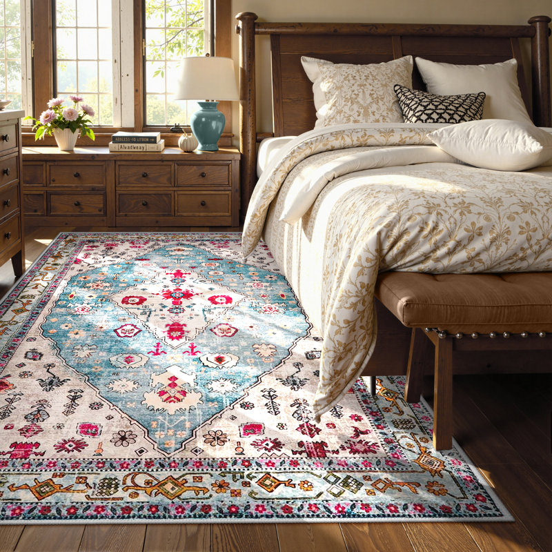 Boho Tribal Area Rugs for Living Room Washable Oriental Vintage Soft Dining Room Carpet, Rectangle 5' x 7'