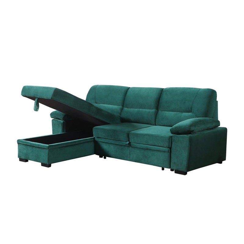 Canapé-lit modulaire en velours réversible, Velours vert