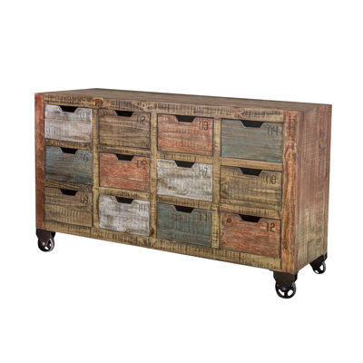 Console Urban multicolore avec 12 tiroirs numérotés, finition multicolore