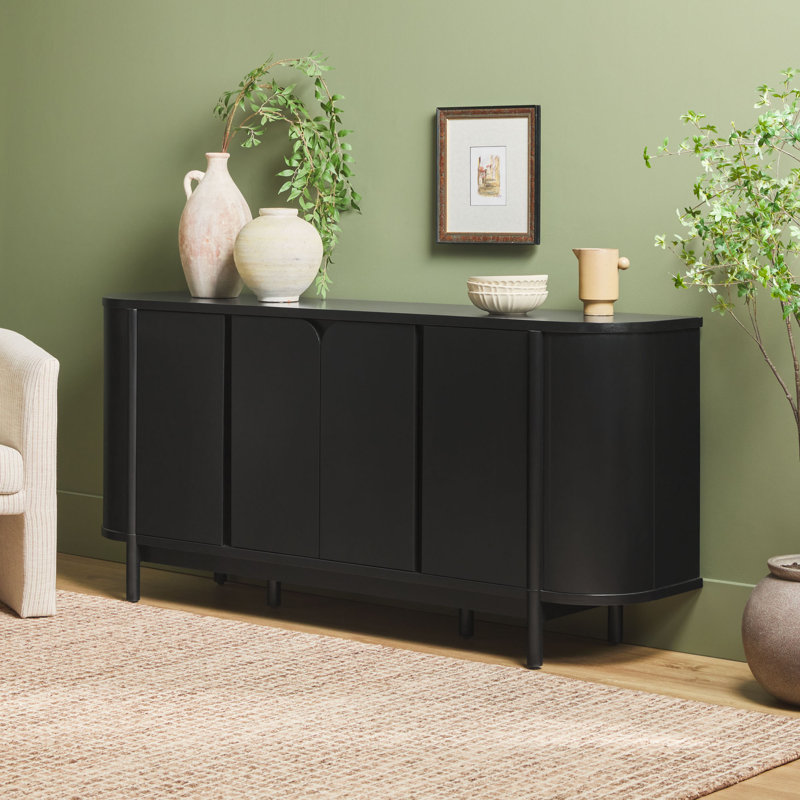 Palmerton 70" Curved Sideboard Cabinet, Black